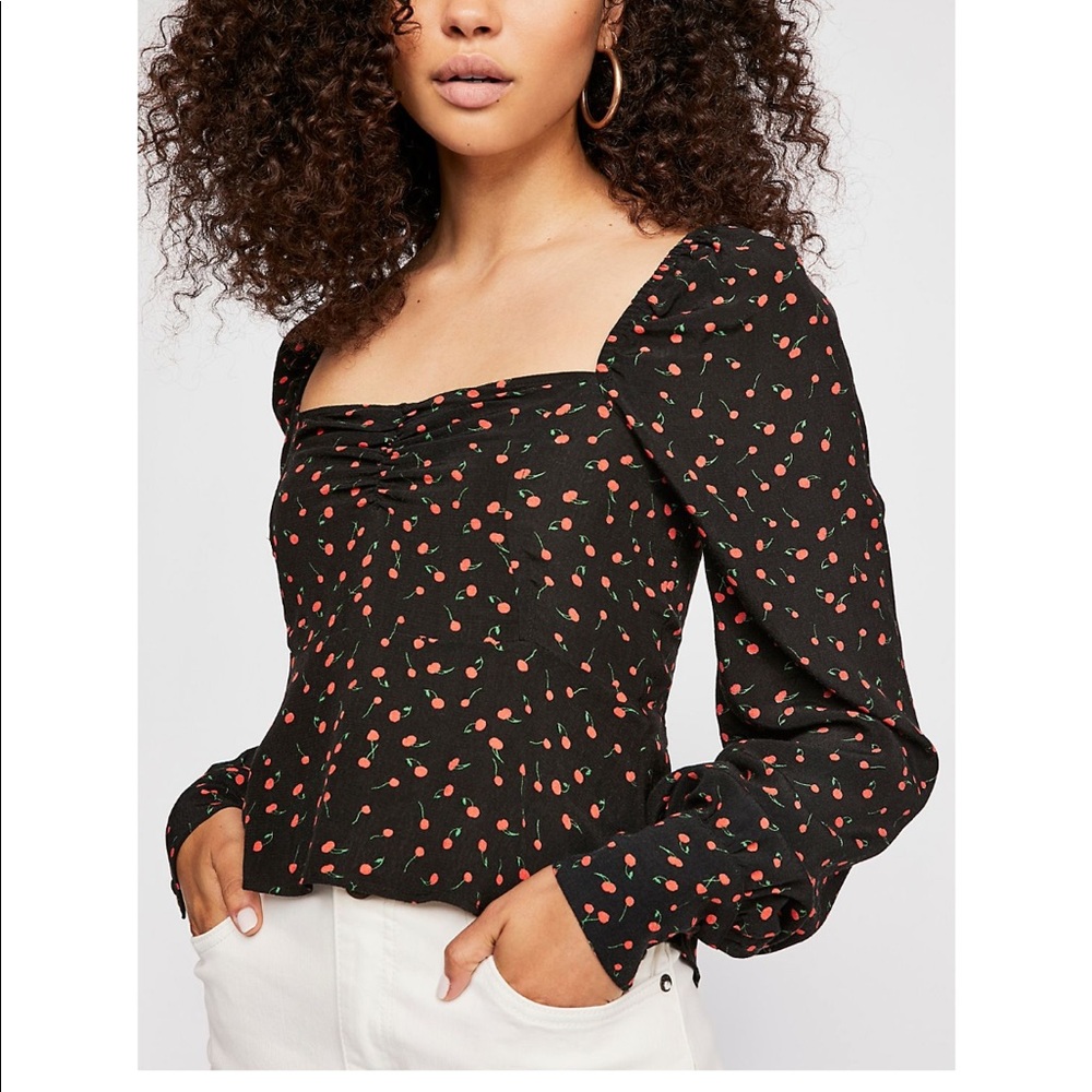 Cherry print free people top